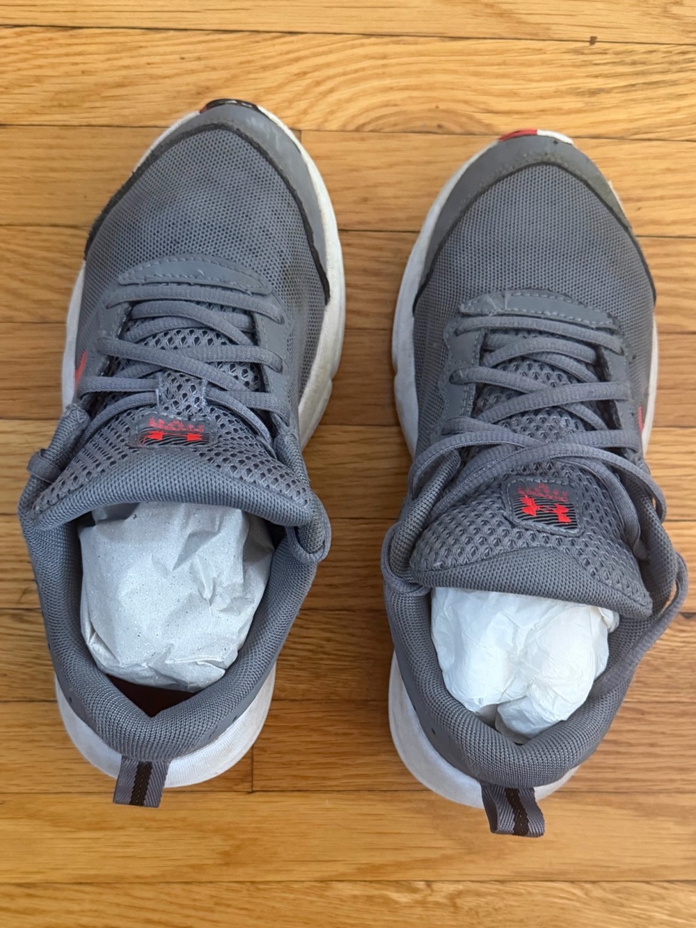 Under Armour Gray Kids Sneakers with Orange Detail